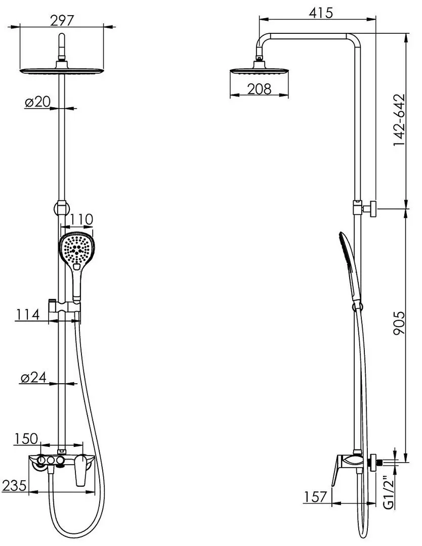 Душевой гарнитур Imprese Bila Desne T-10303SQ (Chrome)