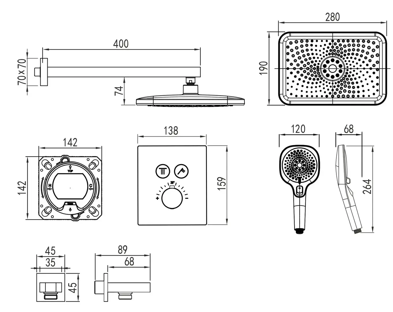 Душевой гарнитур Imprese Centrum EQ V-10301EQ (Black Matte)