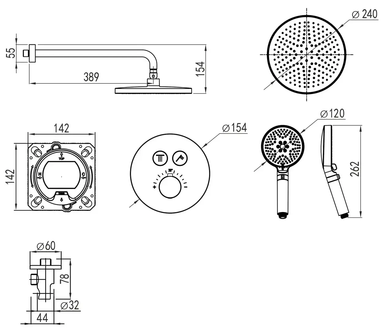 Душевой гарнитур Imprese Centrum ER V-10260ER (Chrome)