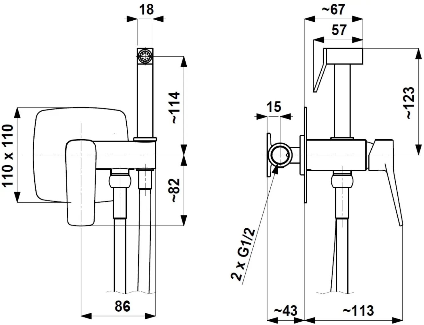 Гигиенический душ KFA Armatura Malaga (Gun Metal Grey)