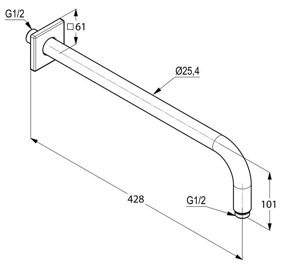 Brat de dus Kludi Square A-QA (6653405-00) - 2