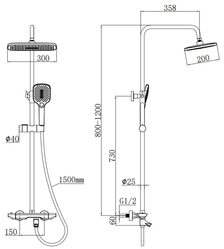 Душевой гарнитур Mat|eco Preston (Matte Black)