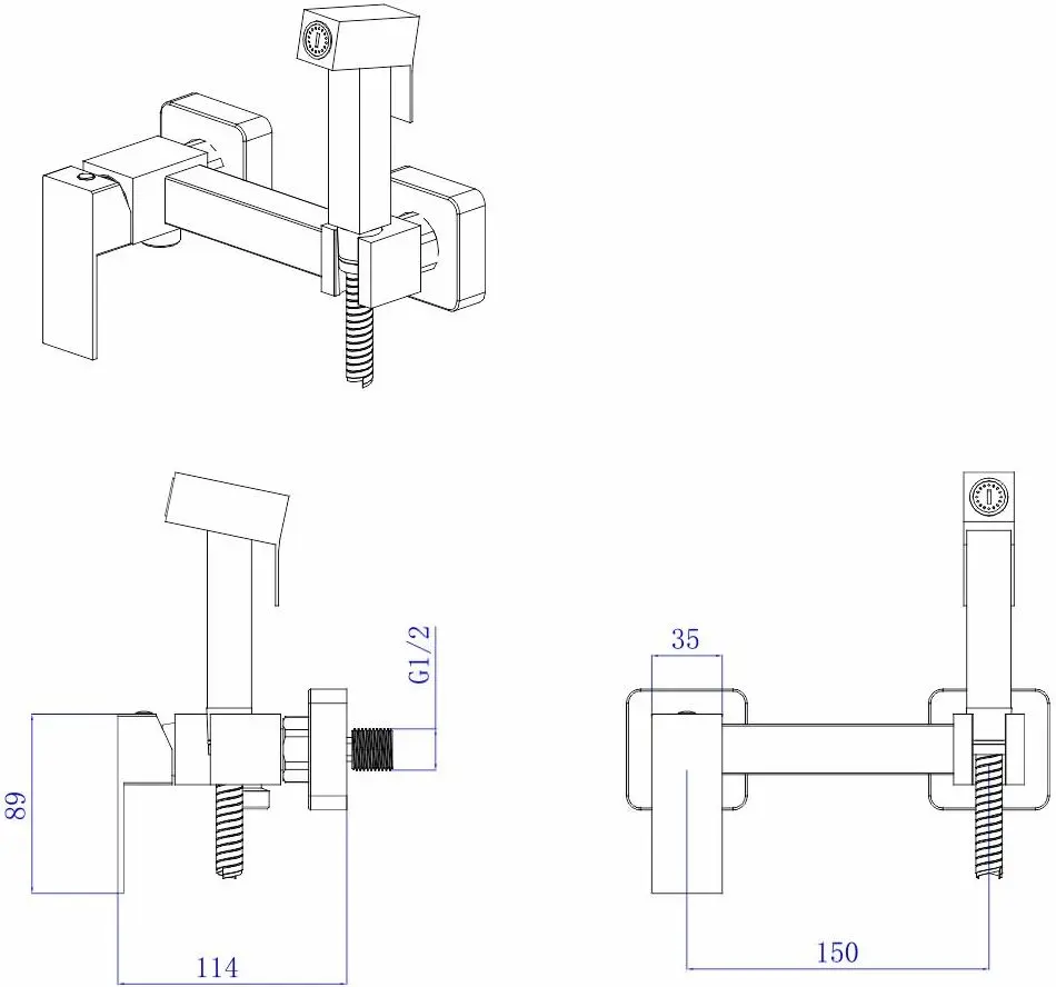 Смеситель с гигиеническим душем Mat|eco Yago 1150 (Brushed Nickel)