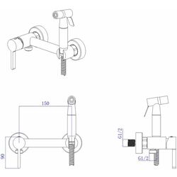 Baterie cu dus igienic Mat|eco Yago 121B (Black) Thumb