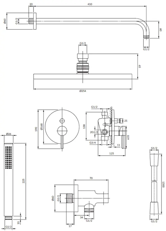 Set de dus Omnires Y SYSY18BL (Black)