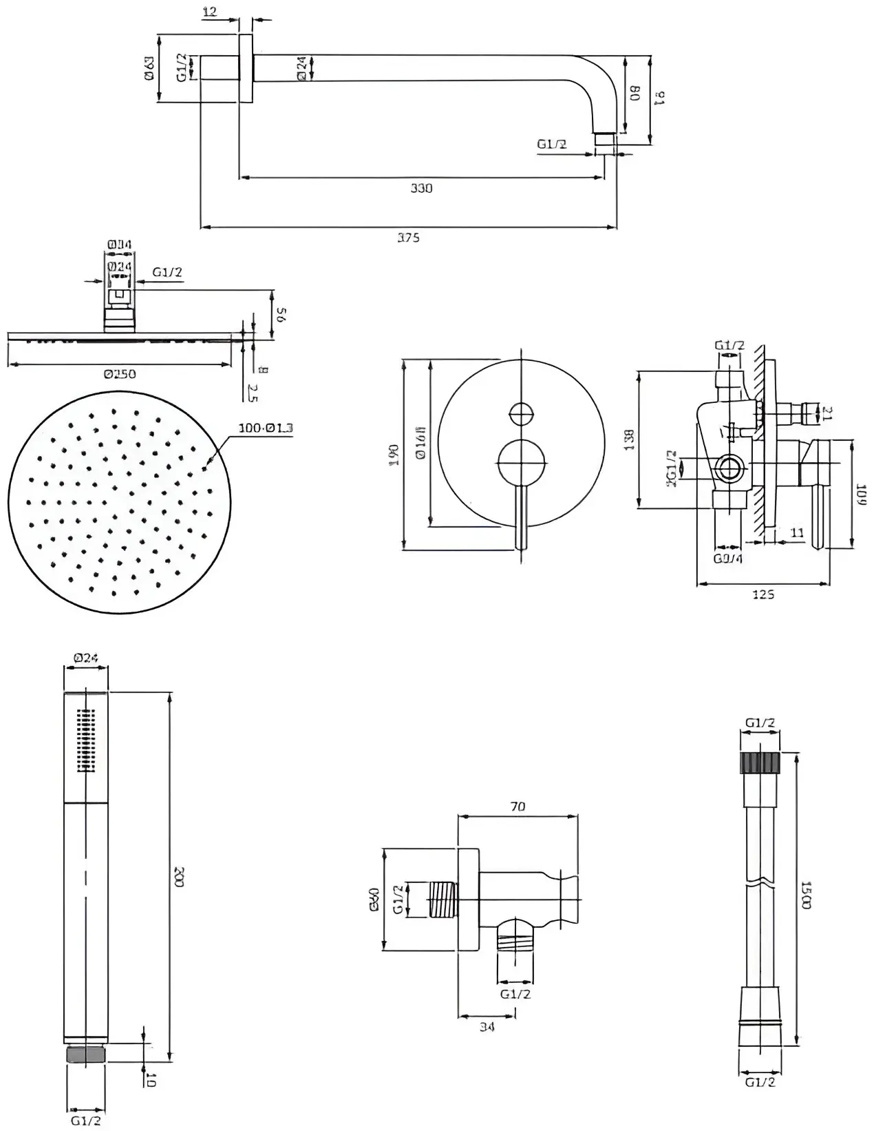 Душевой гарнитур Omnires Y SYSY22XCR (Chrome)