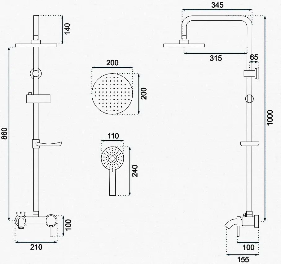 Set de dus Rea Luis P7007 (Chrome)