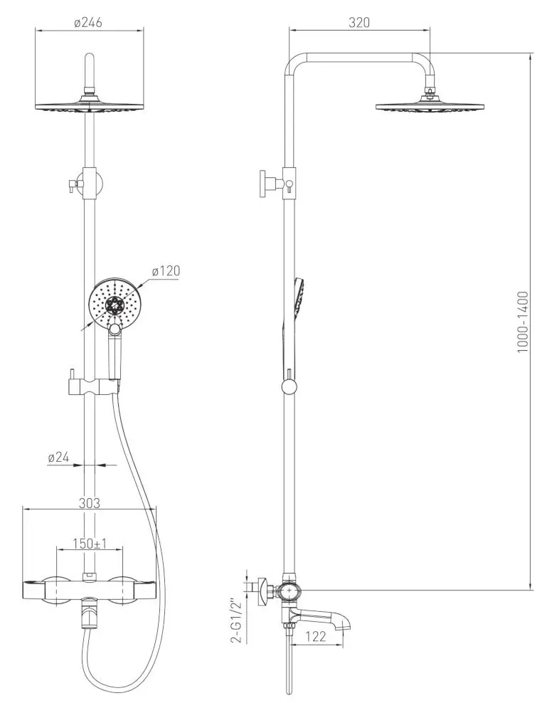Set de dus Volle Sistema E 1580.090401 (Chrome)