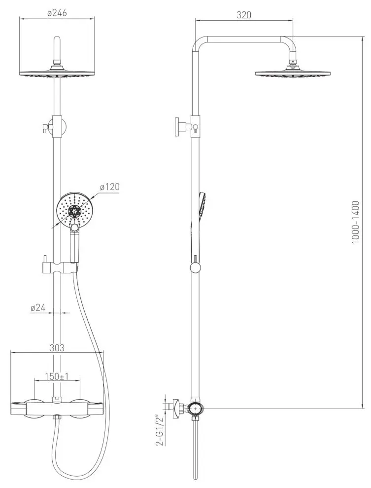 Set de dus Volle Sistema E 1580.090501 (Chrome)
