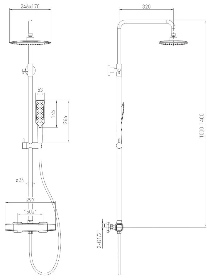 Душевой гарнитур Volle Sistema P 1584.090401 (Chrome)