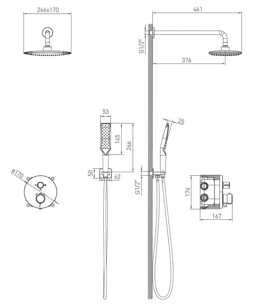 Душевой гарнитур Volle Sistema P 1584.090801 (Chrome)
