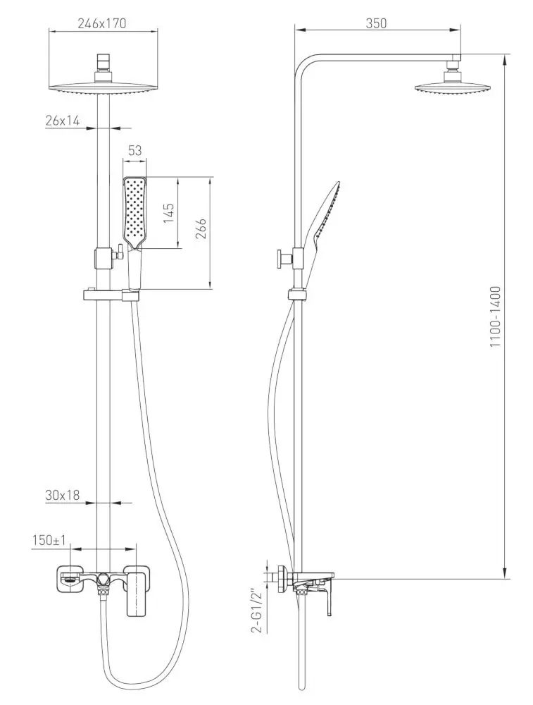 Душевой гарнитур Volle Sistema P 1584.090201 (Chrome)