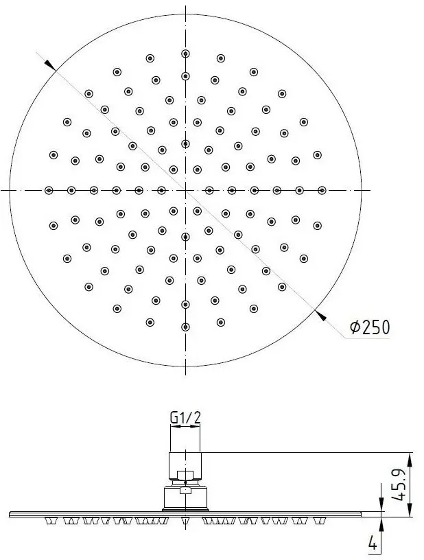 Верхний душ Volle 16008101 (Chrome)