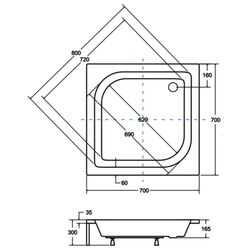 Cadita de dus Besco Ares 70x70 (White) Thumb