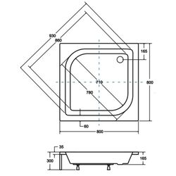Cadita de dus Besco Ares 80x80 (White) Thumb