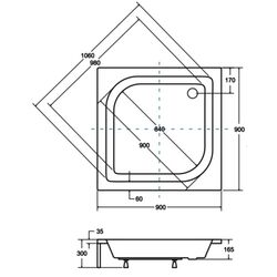 Cadita de dus Besco Ares 90x90 (White) Thumb
