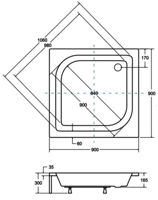 Cadita de dus Besco Ares 90x90 (White) - 3