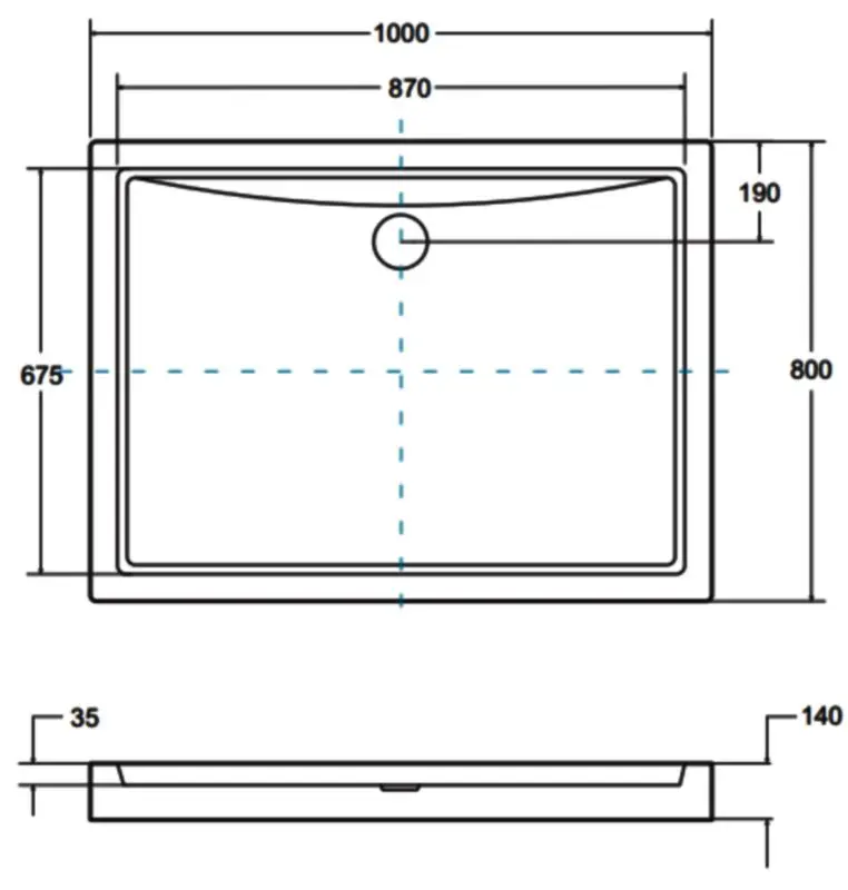 Cadita de dus incorporabila Besco Alpina 100x80 (White) - 2