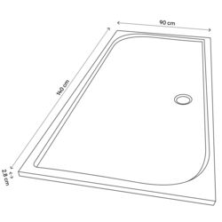 Cadita de dus GoodHome Limski 140x90x2.8 (White) Thumb