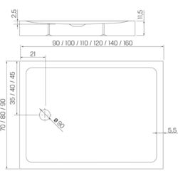 Cadita pentru dus New Trendy B-0611 90x80x11.5 (White) Thumb