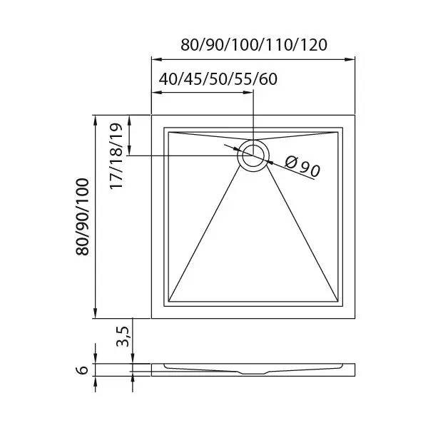 Cadita de dus New Trendy Cantare B-0141 (100x90x6)