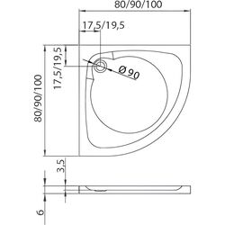 Cadita pentru dus New Trendy Cantare B-0160 90x90x6 (White) Thumb