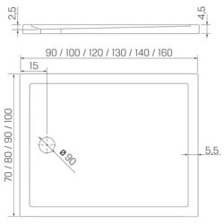 Cadita de dus New Trendy Cantare B-0424 100x80x4.5 (White) Thumb