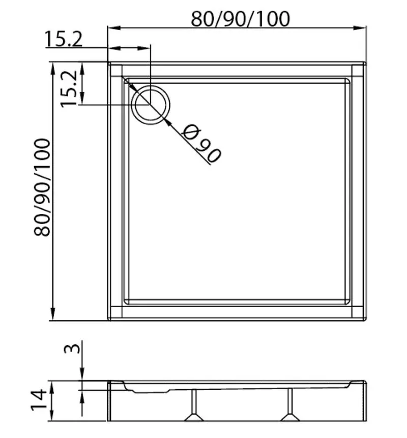 Душевой поддон New Trendy Columbus B-0127 100x100x14 (White)