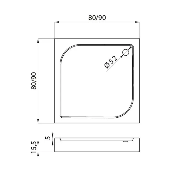 Cadita de dus New Trendy Domio B-0348 90x90x16 (White)