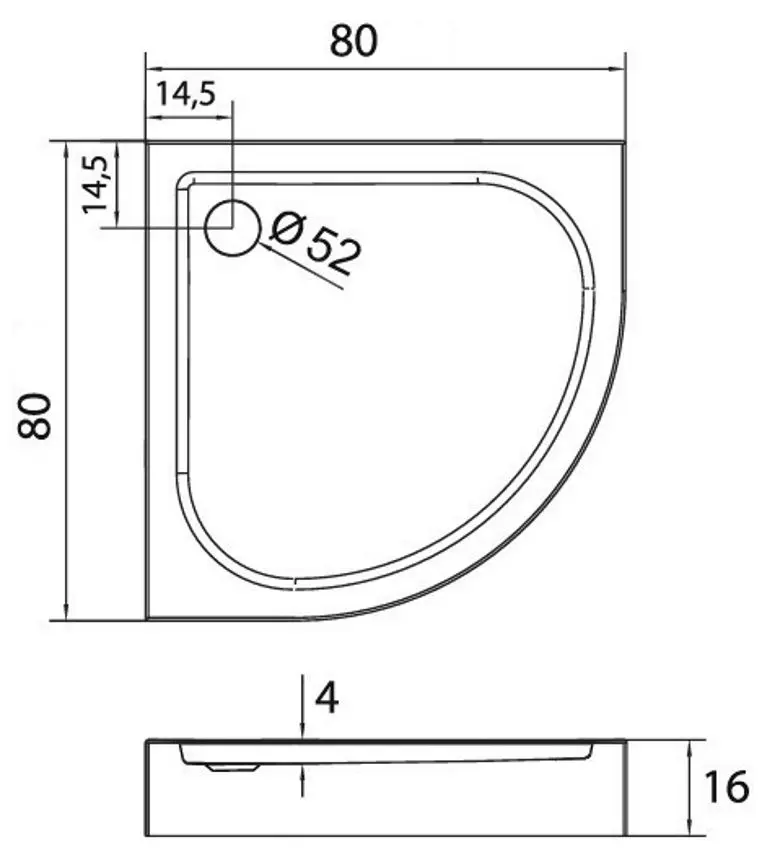 Cadita de dus New Trendy Domio B-0349 80x80x16 (White)