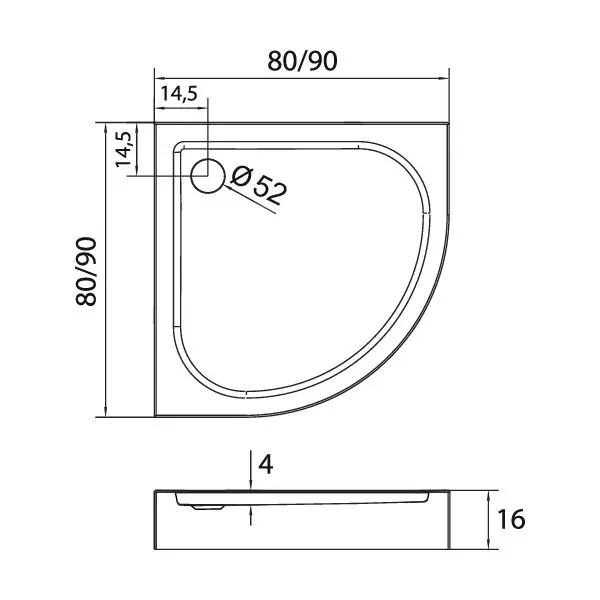 Cadita de dus New Trendy Domio B-0350 90x90x16 (White)
