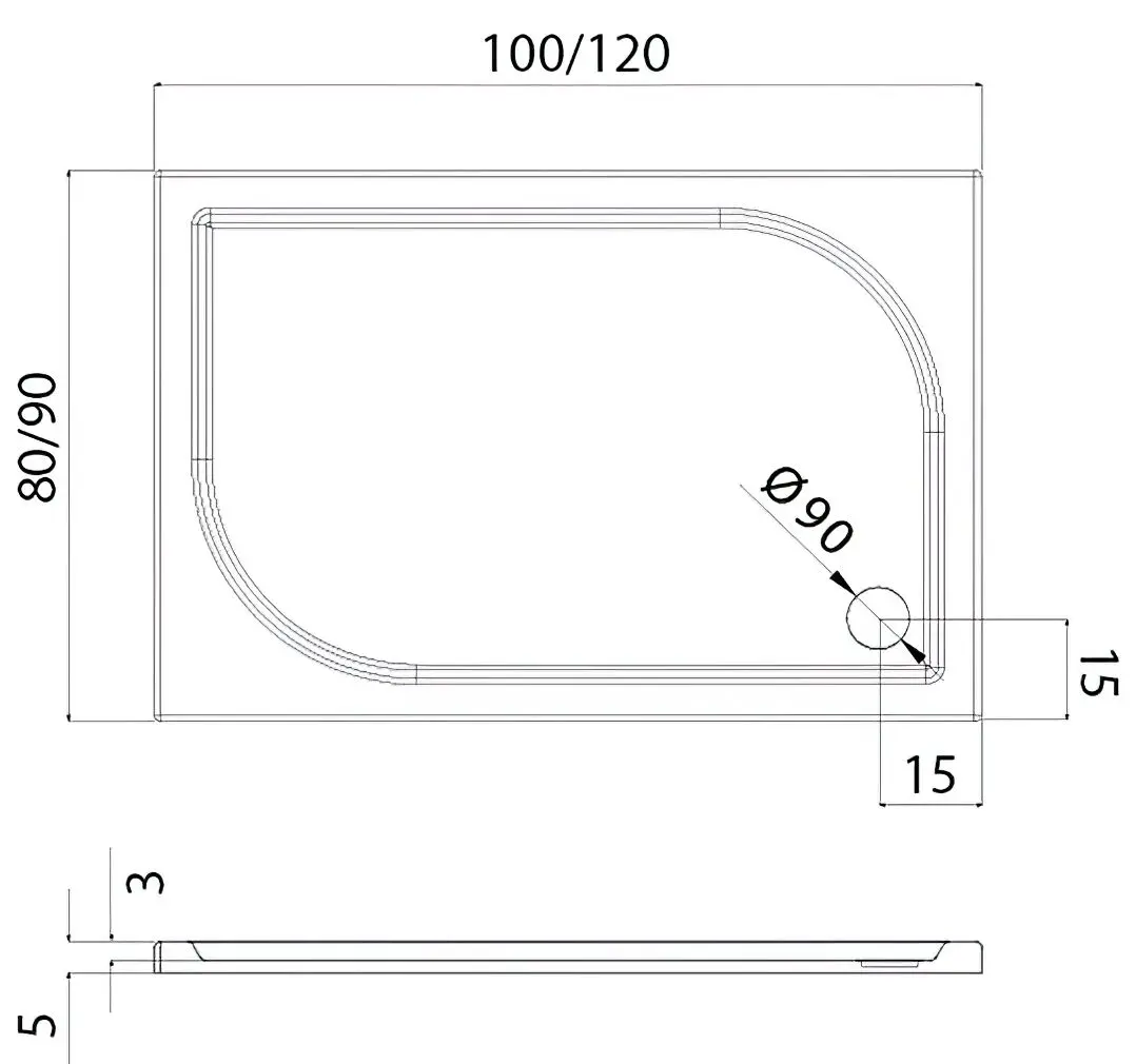 Душевой поддон New Trendy Ideo B-0325 120x80x5.5 (White)