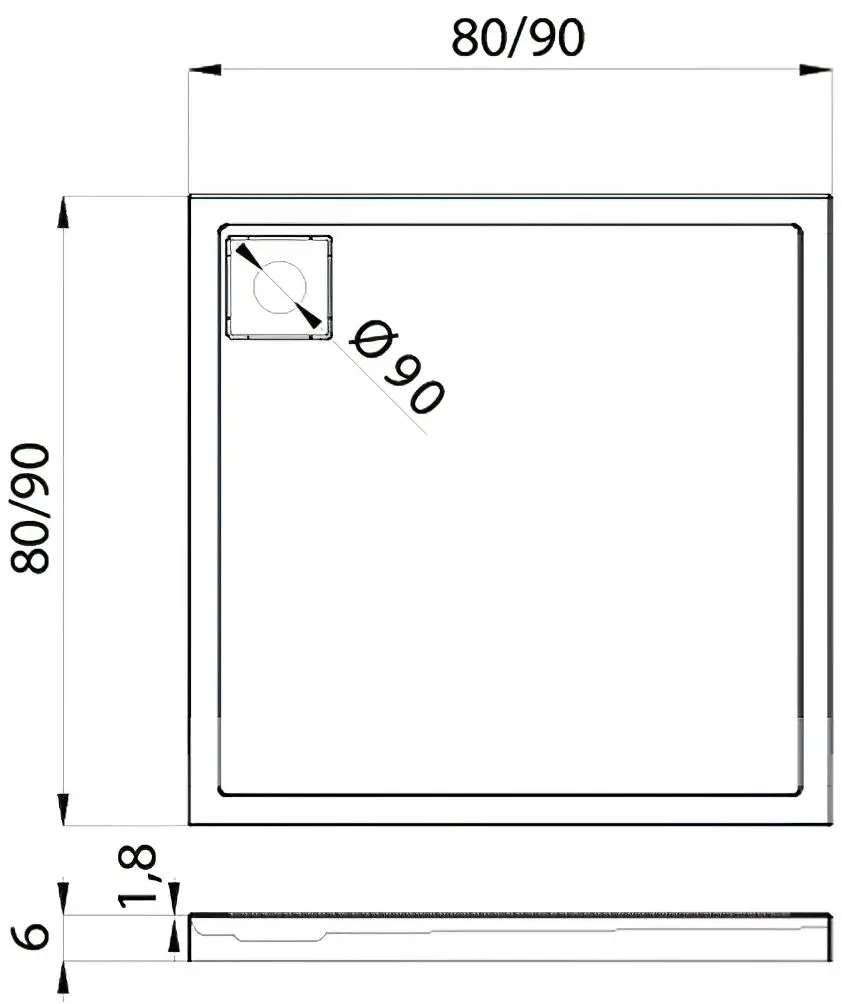 Cadita dus New Trendy Lido B-0272 90x90x6 (White)