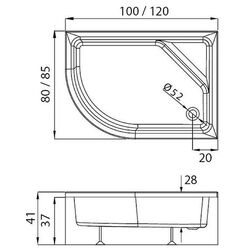 Cadita de dus New Trendy Maxima B-0386 100x80x41 Left (White) Thumb