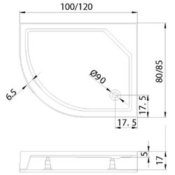 Душевой поддон New Trendy New Maxima B-0339 100x80x17 Right (White) Thumb