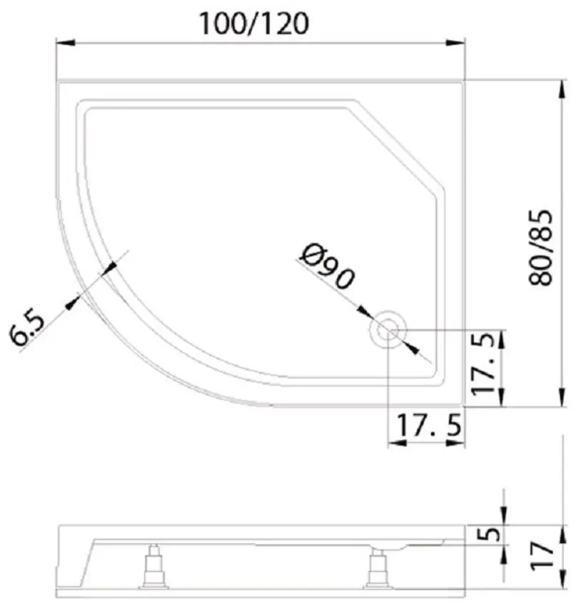 Душевой поддон New Trendy New Maxima B-0339 100x80x17 Right (White)