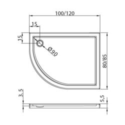 Cadita de dus New Trendy Maxima Ultra B-0335 100x80x5.5 Right (White) Thumb