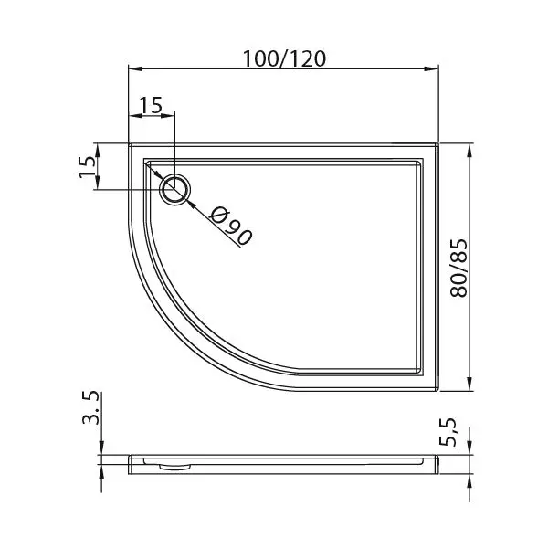 Cadita de dus New Trendy Maxima Ultra B-0335 100x80x5.5 Right (White)
