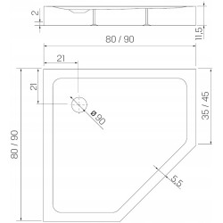 Cadita de dus New Trendy Mild B-0603 90x90x11.5 (White) Thumb