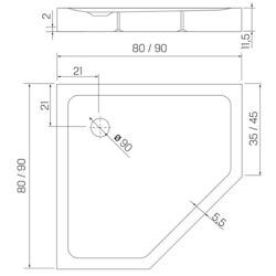 Cadita de dus New Trendy Mild Stone B-0561 90x90x11.5 (Black) Thumb