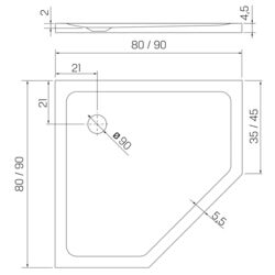 Cadita de dus New Trendy Mild Stone B-0582 90x90x4.5 (Black) Thumb