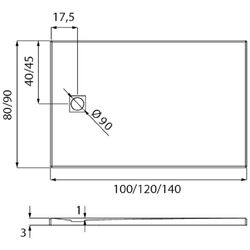 Cadita de dus New Trendy Mori B-0398 120x80x3 (Grey) Thumb