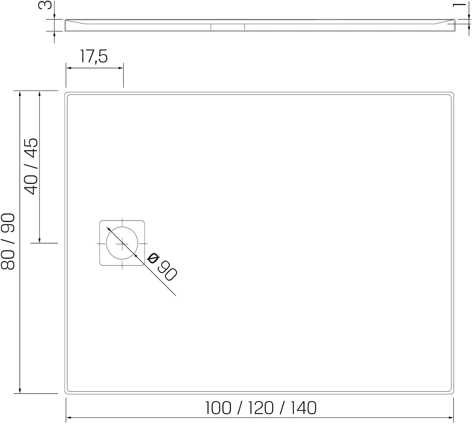 Cadita pentru dus New Trendy Mori B-0434 100x90 (White) - 4