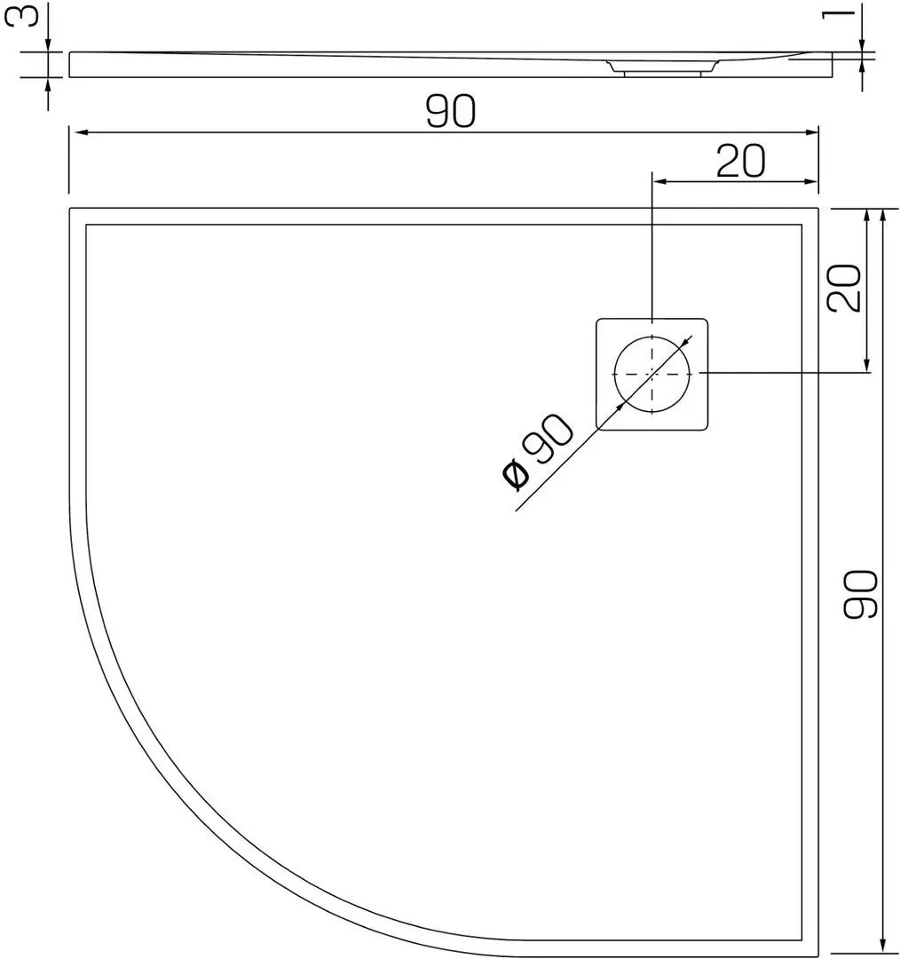 Cadita pentru dus New Trendy Mori B-0474 90x90x3.5 (Black)