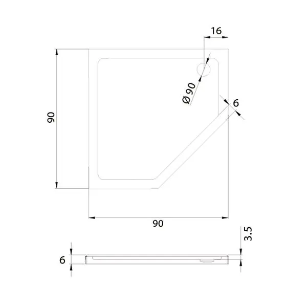 Cadita de dus New Trendy New Azura B-0365 90x90x6 (White)