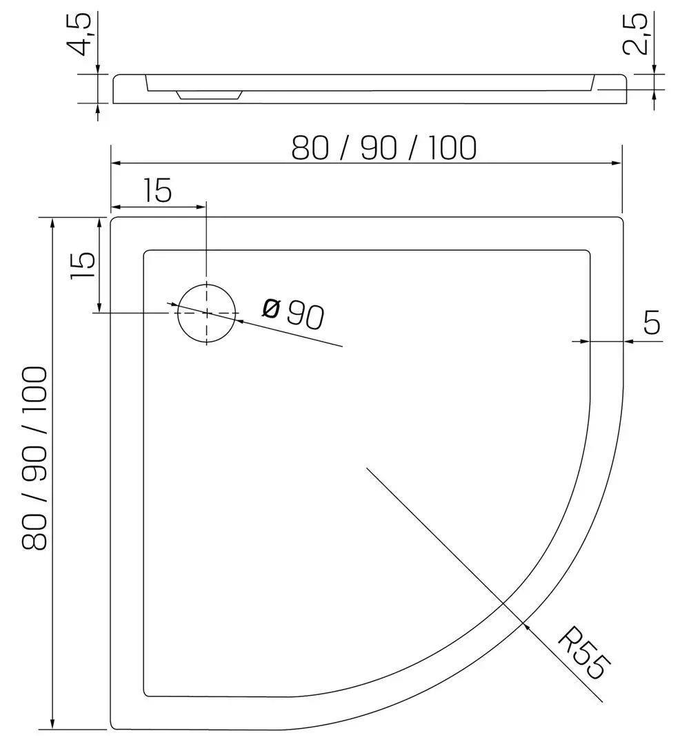 Cadita de dus New Trendy New Cantare B-0381 80x80x4.5 (White)