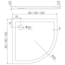 Cadita de dus New Trendy New Cantare B-0382 90x90x4.5 (White) Thumb