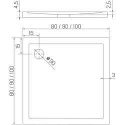 Cadita pentru dus New Trendy New Cantare B-0420 80x80x4.5 (White) Thumb