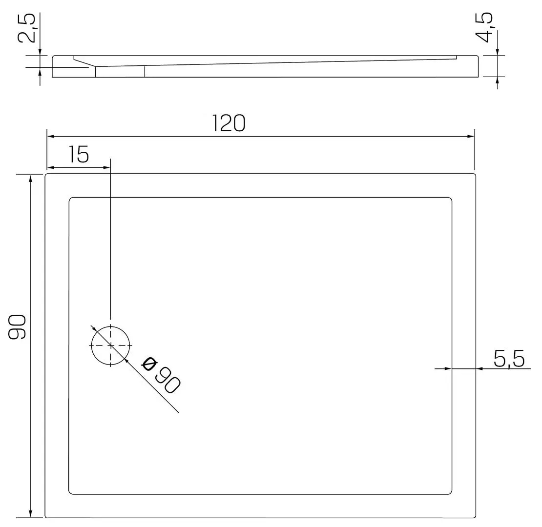 Cadita de dus New Trendy New Cantare B-0429 120x90x4.5 (White) - 3