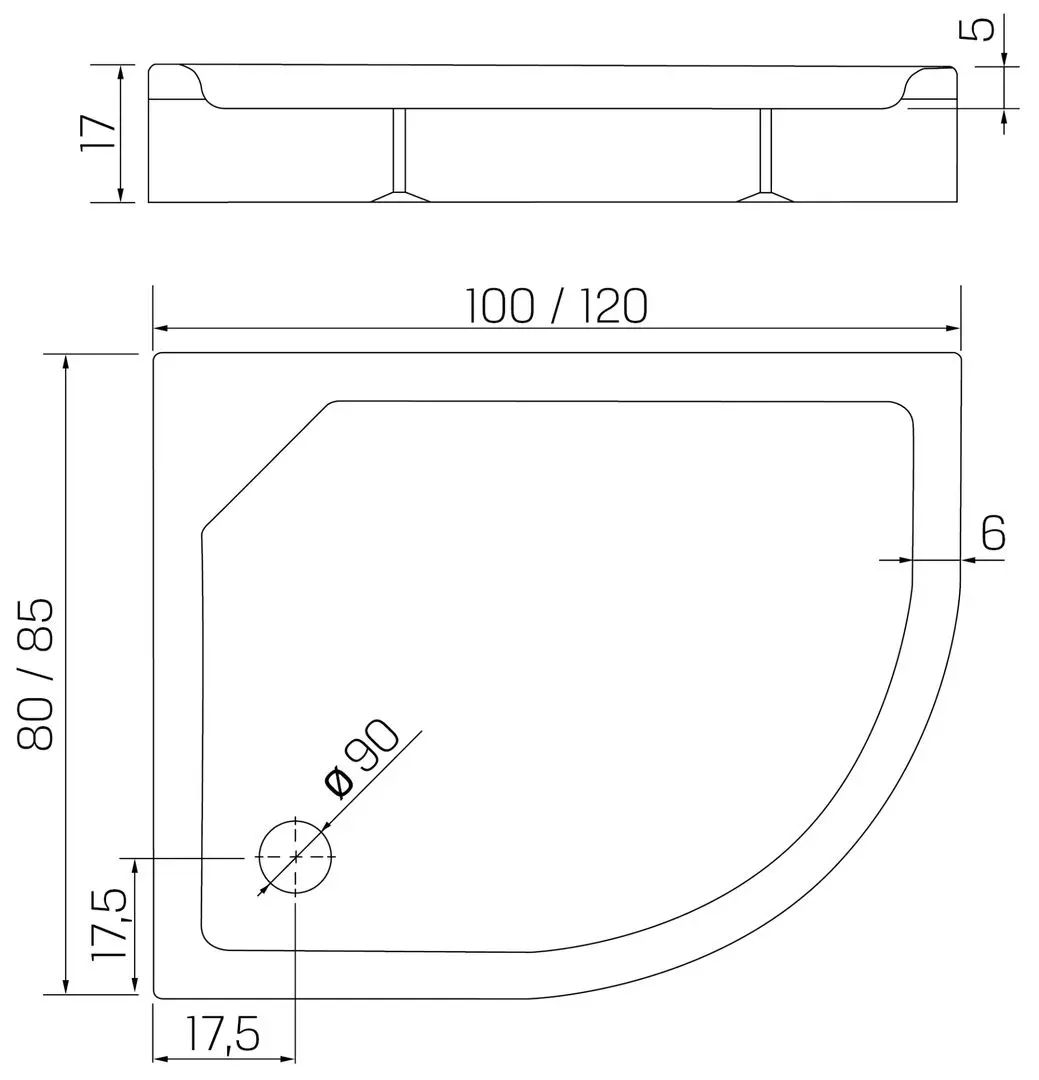 Cadita de dus New Trendy New Maxima B-0340 120x85x17 Left (White)